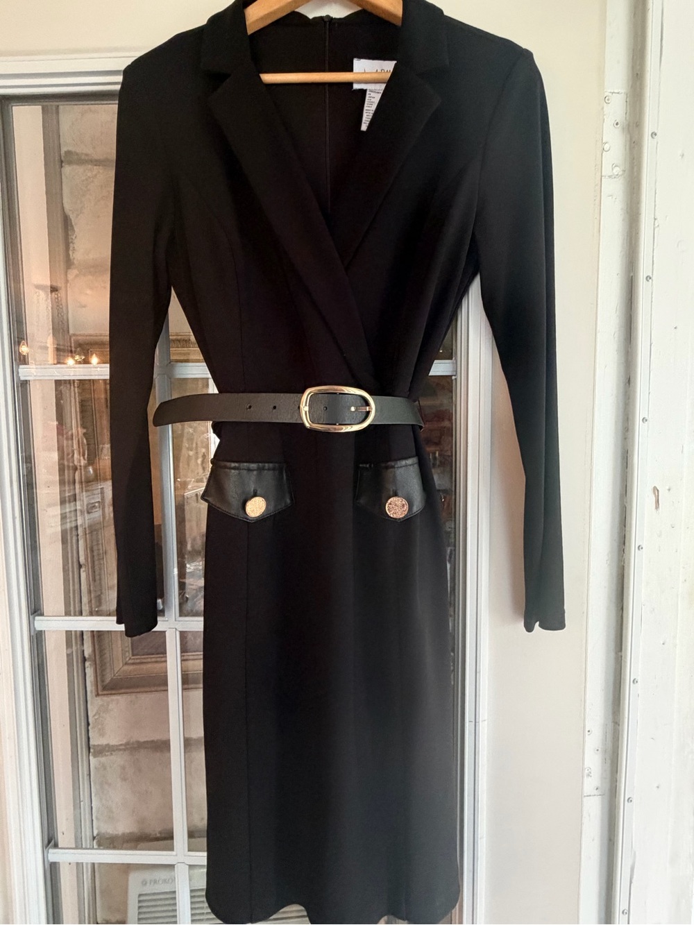 Joseph Ribkoff Black Long Sleeve Blazer Dress with Belt